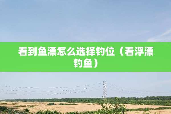 看到鱼漂怎么选择钓位（看浮漂钓鱼）