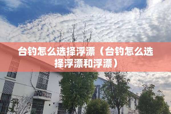 台钓怎么选择浮漂（台钓怎么选择浮漂和浮漂）