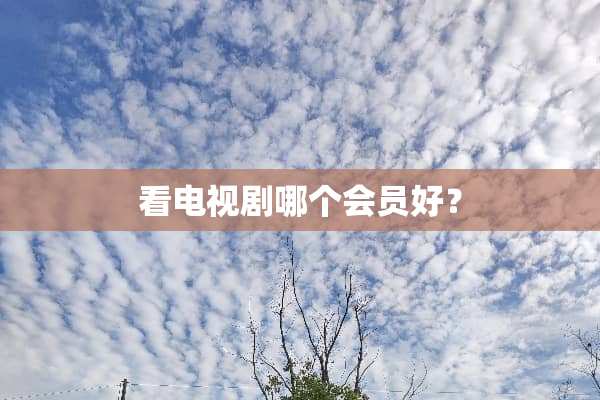 看电视剧哪个会员好？