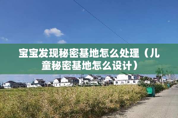 宝宝发现秘密基地怎么处理（儿童秘密基地怎么设计）