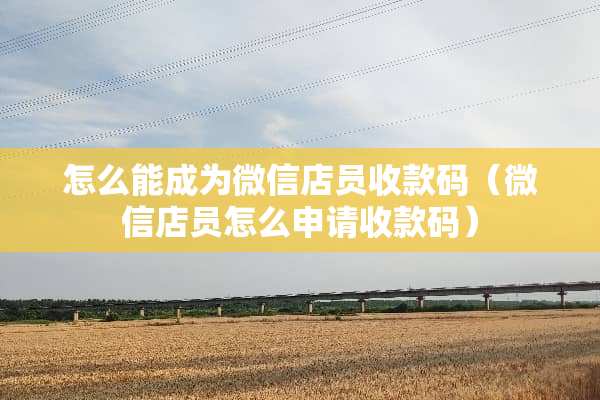 怎么能成为微信店员收款码（微信店员怎么申请收款码）