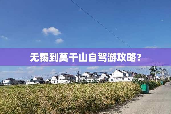 无锡到莫干山自驾游攻略？