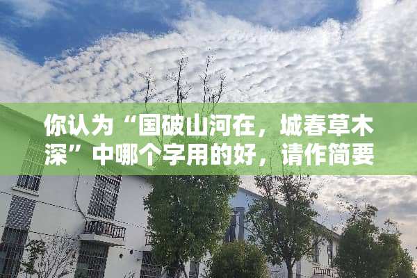 你认为“国破山河在，城春草木深”中哪个字用的好，请作简要赏析？