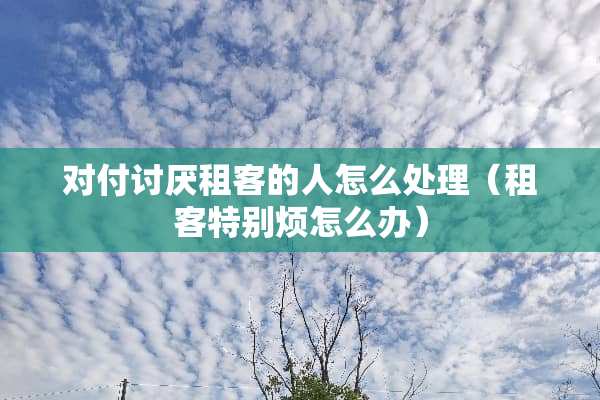 对付讨厌租客的人怎么处理（租客特别烦怎么办）