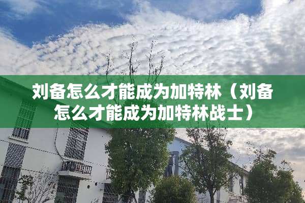 刘备怎么才能成为加特林（刘备怎么才能成为加特林战士）