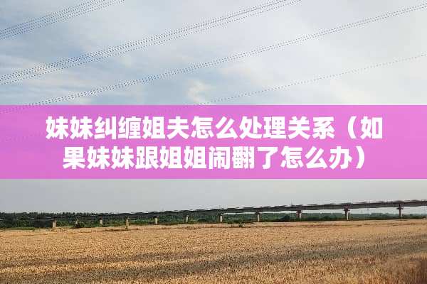 妹妹纠缠**怎么处理关系（如果妹妹跟姐姐闹翻了怎么办）