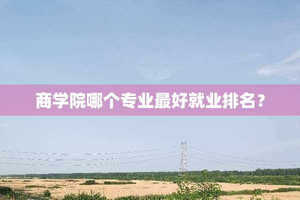 商学院哪个专业最好就业排名？
