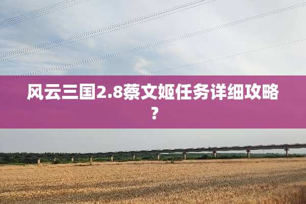 风云三国2.8蔡文姬任务详细攻略？