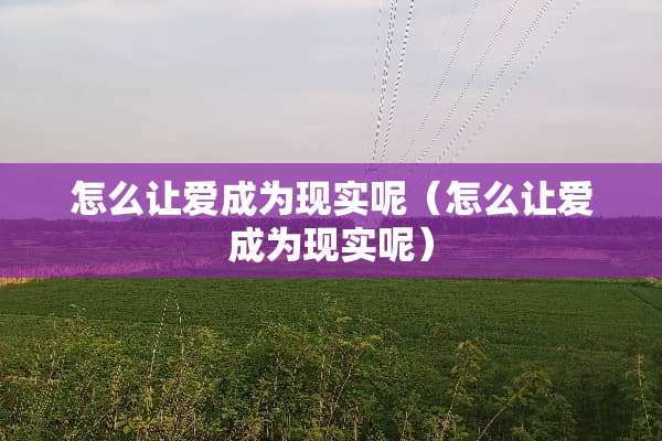怎么让爱成为现实呢（怎么让爱成为现实呢）