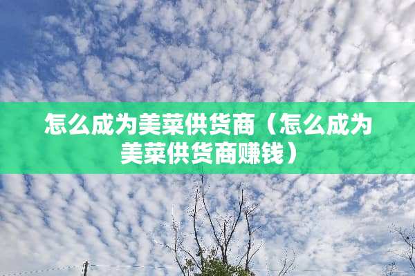 怎么成为美菜供货商（怎么成为美菜供货商赚钱）