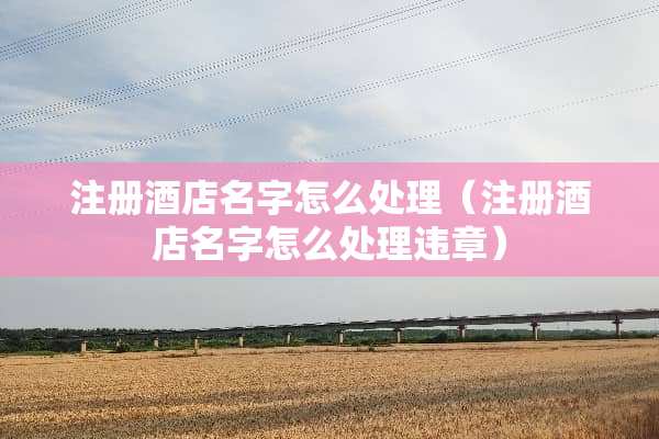 注册酒店名字怎么处理（注册酒店名字怎么处理违章）