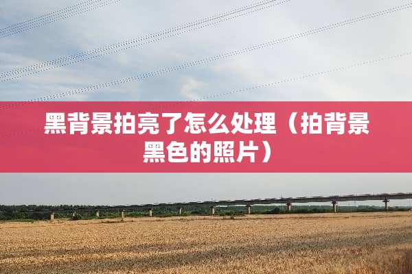 黑背景拍亮了怎么处理（拍背景黑色的照片）