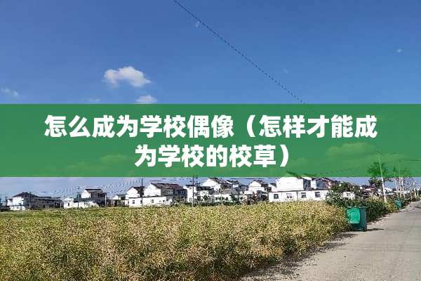 怎么成为学校偶像（怎样才能成为学校的校草）
