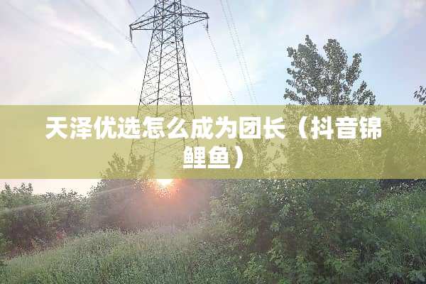 天泽优选怎么成为团长（抖音锦鲤鱼）