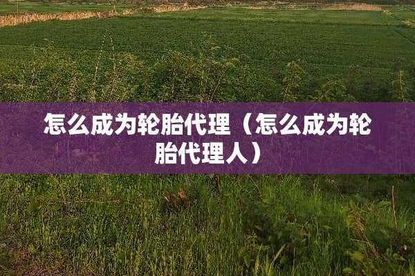 怎么成为轮胎代理（怎么成为轮胎代理人）