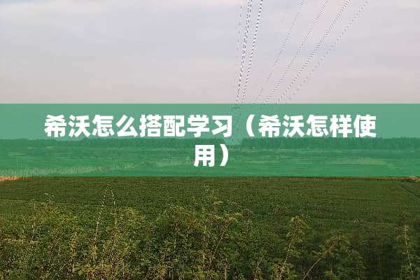 希沃怎么搭配学习（希沃怎样使用）