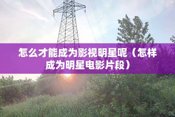 怎么才能成为影视明星呢（怎样成为明星电影片段）