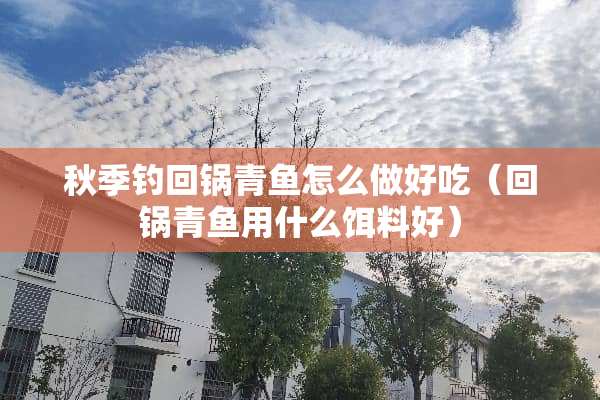 秋季钓回锅青鱼怎么做好吃（回锅青鱼用什么饵料好）