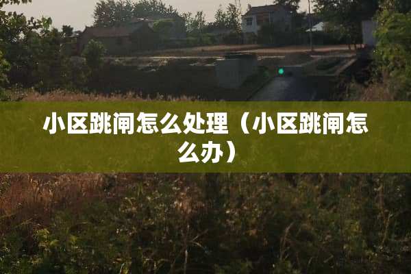 小区跳闸怎么处理（小区跳闸怎么办）