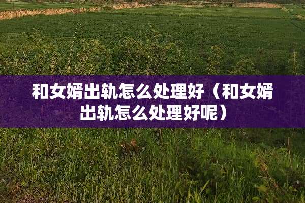 和女婿**怎么处理好（和女婿**怎么处理好呢）