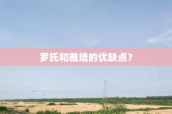 罗氏和雅培的优缺点？