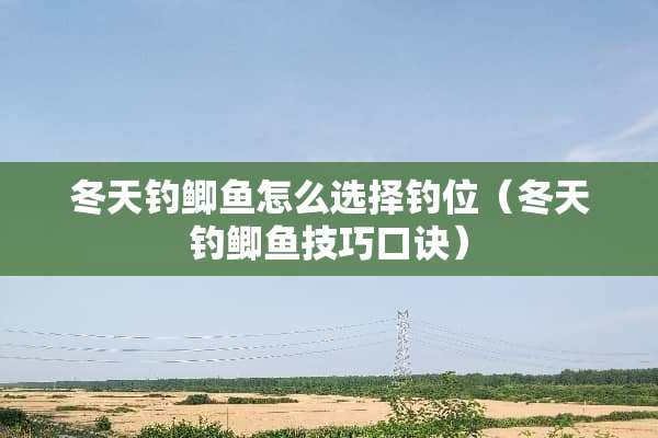 冬天钓鲫鱼怎么选择钓位（冬天钓鲫鱼技巧口诀）