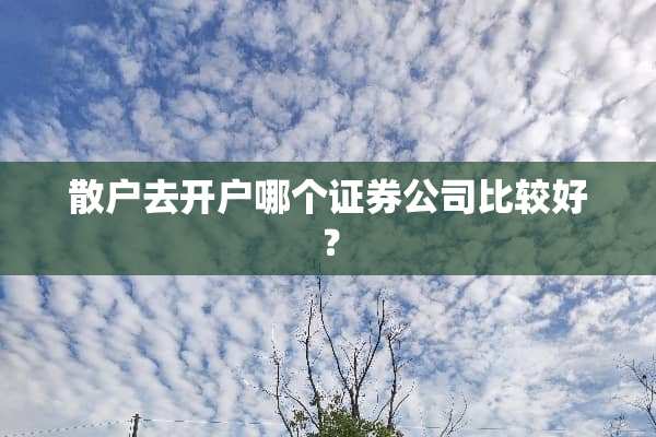 散户去开户哪个证券公司比较好？