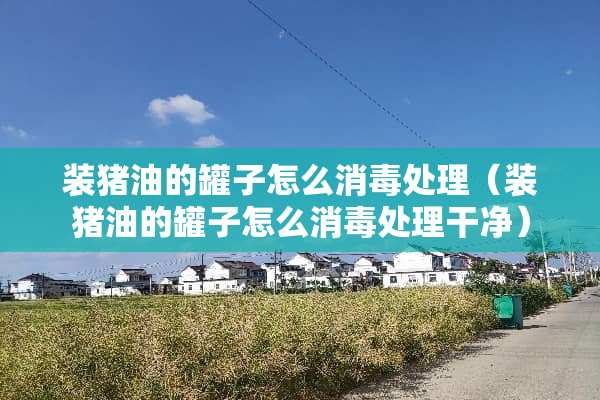 装猪油的罐子怎么消毒处理（装猪油的罐子怎么消毒处理干净）