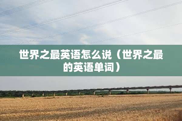 世界之最英语怎么说（世界之最的英语单词）