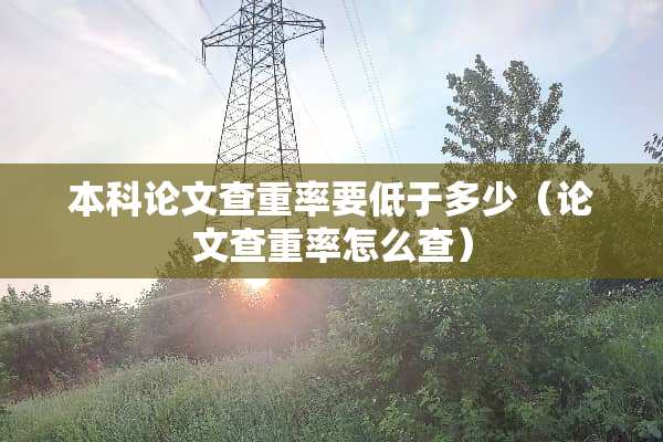 本科论文查重率要低于多少（论文查重率怎么查）