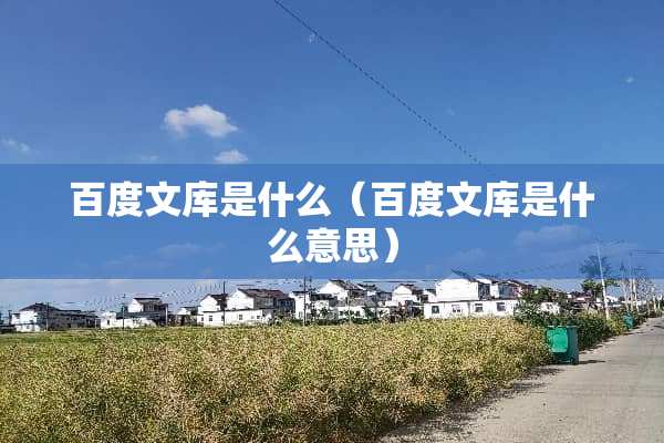 百度文库是什么（百度文库是什么意思）