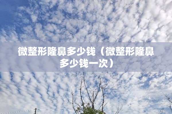 微整形隆鼻多少钱（微整形隆鼻多少钱一次）