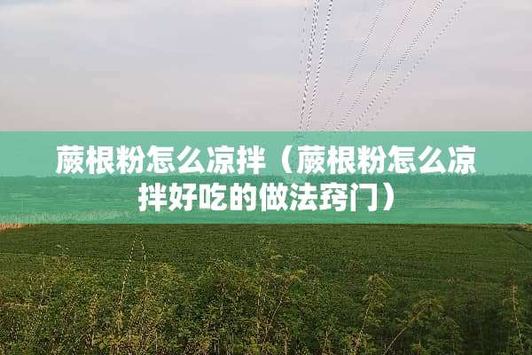 蕨根粉怎么凉拌（蕨根粉怎么凉拌好吃的做法窍门）
