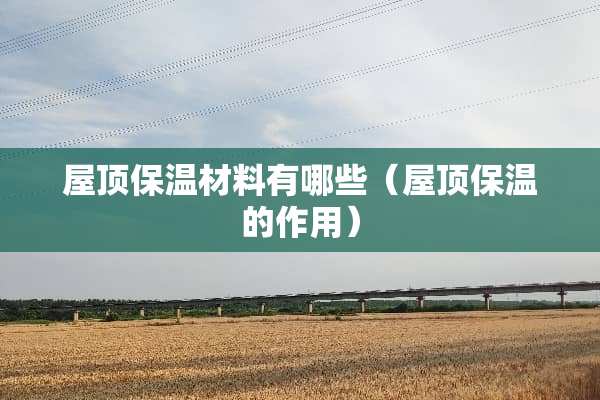 屋顶保温材料有哪些（屋顶保温的作用）