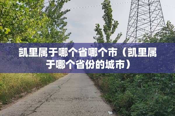 凯里属于哪个省哪个市（凯里属于哪个省份的城市）