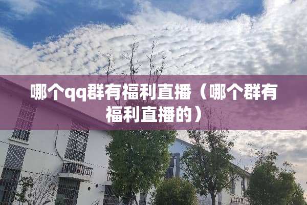 哪个qq群有福利直播（哪个群有福利直播的）