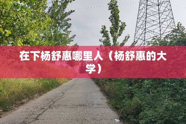 在下杨舒惠哪里人（杨舒惠的大学）