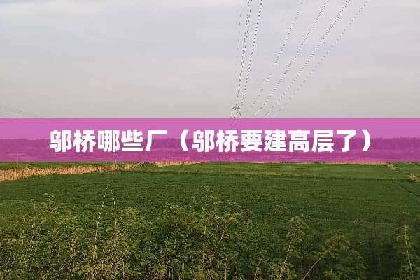 邬桥哪些厂（邬桥要建高层了）