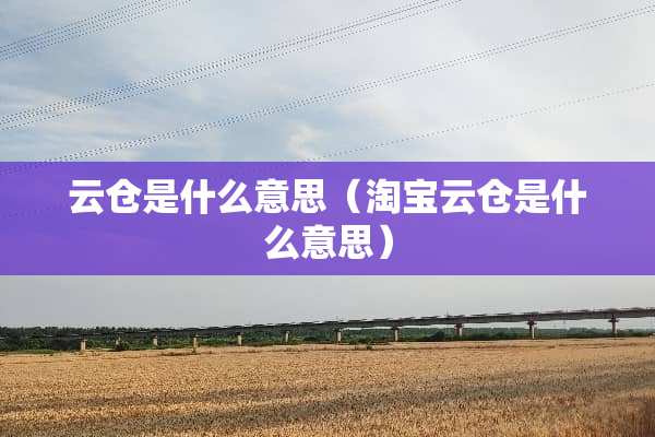 云仓是什么意思（淘宝云仓是什么意思）