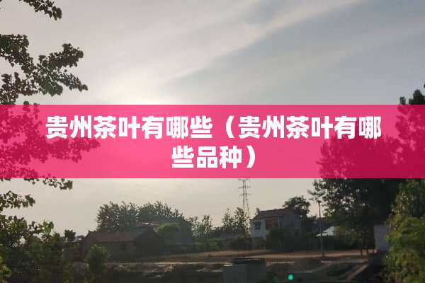 贵州茶叶有哪些（贵州茶叶有哪些品种）