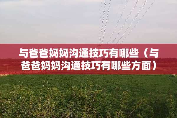 与爸爸妈妈沟通技巧有哪些（与爸爸妈妈沟通技巧有哪些方面）