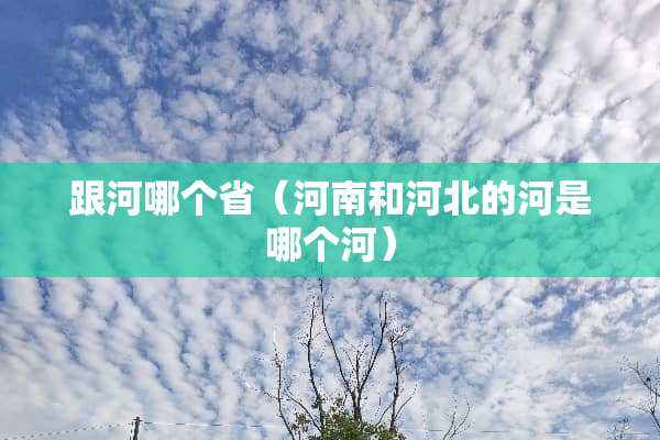 跟河哪个省（河南和河北的河是哪个河）