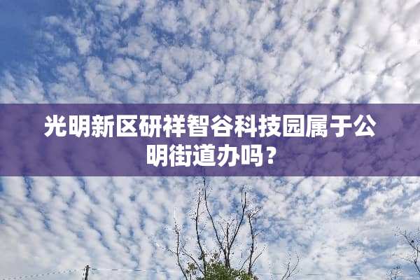 光明新区研祥智谷科技园属于公明街道办吗？