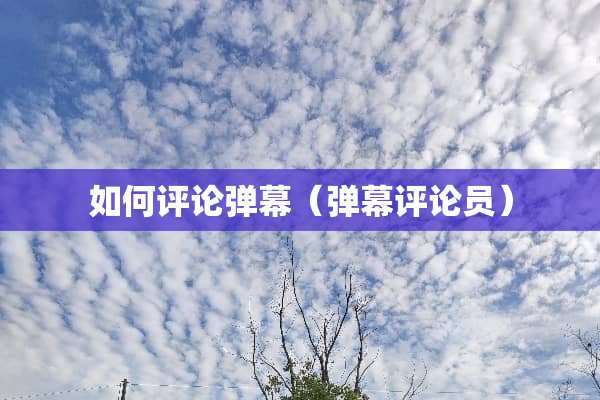 如何评论弹幕（弹幕评论员）