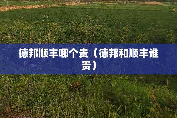 德邦顺丰哪个贵（德邦和顺丰谁贵）