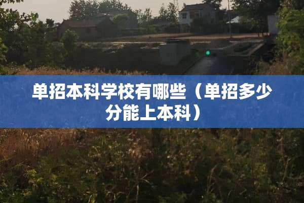 单招本科学校有哪些（单招多少分能上本科）