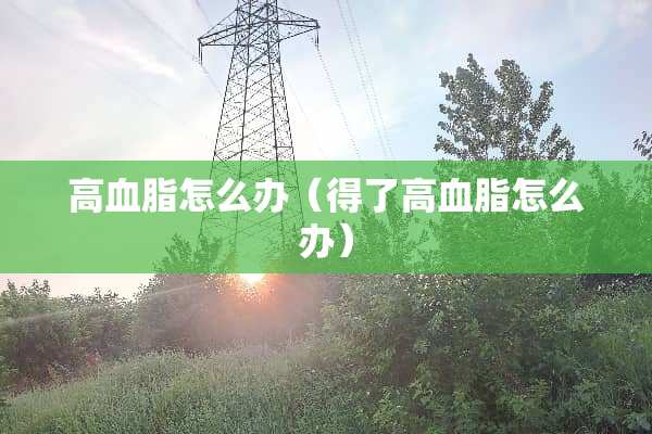 高血脂怎么办（得了高血脂怎么办）