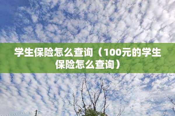 学生保险怎么查询（100元的学生保险怎么查询）