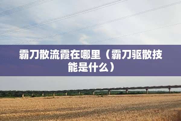霸刀散流霞在哪里（霸刀驱散技能是什么）