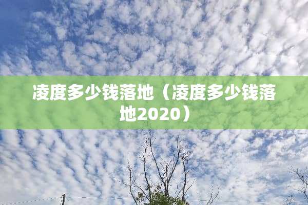 凌度多少钱落地（凌度多少钱落地2020）